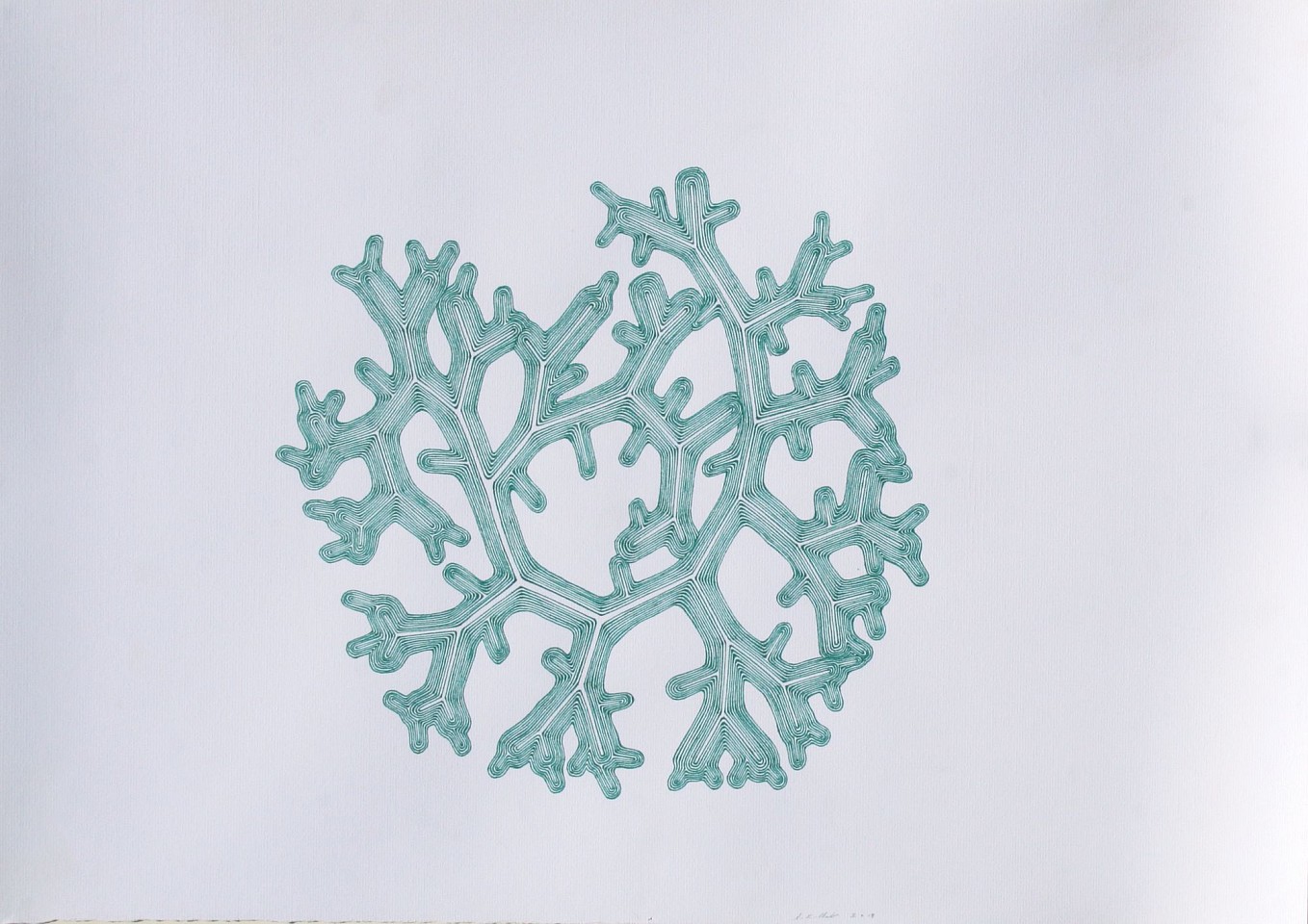 Stewart Helm, Abstract -Snoflake  Green-(Untitled), 2018
colored inks on paper, 20" x 28.5" unframed
SH-597
Price Upon Request