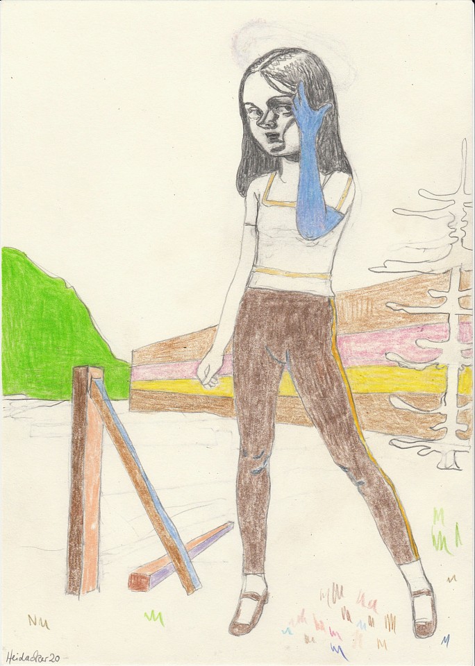 Stephanus Heidacker, Woman with Blue Glove, 2020
graphite & colored pencil on paper, 12" x 8" unframed
figurative, contemporary, bright colors, earth colors, humorous
STEPH-355
$1,800