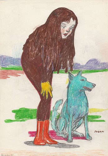 Stephanus Heidacker - Woman with Blue Dog, 2015
