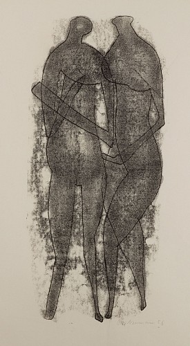 Otto Neumann 1895-1975 - Two Abstract Figures/Black, 1956