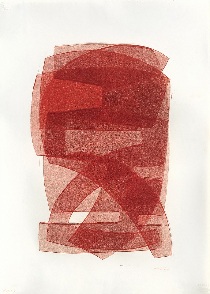 Otto Neumann 1895-1975, Abstract Composition, Untitled (Red), 1967
Printer's ink on paper, 33"x 26", 35" x 28" framed
OT 082094
Price Upon Request