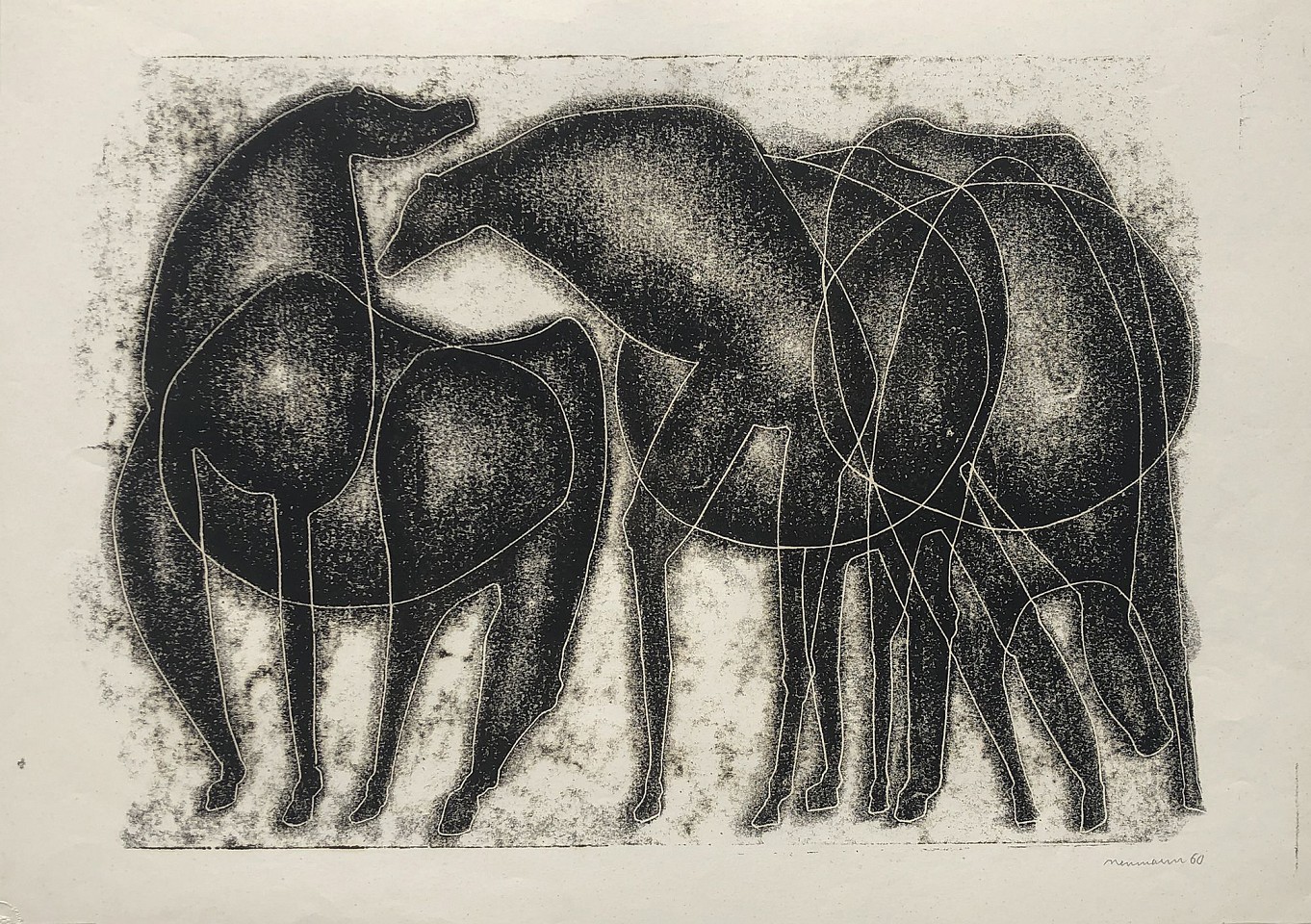 Otto Neumann 1895-1975, Abstract Horses, 1960
monotype on paper, 17.625" x 24.625",26" x 33" framed 
OT 045014
Price Upon Request
