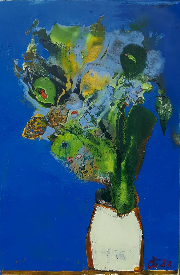Serhiy Hai, Still Life Flowers (Blue), 2021
Oil & Acrylic on canvas, 47.5" x 37.5", 49"x 33.5" framed
SY 127
Sold