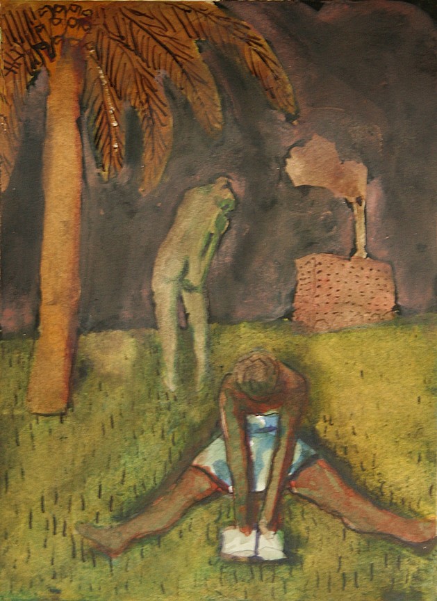 Chuck Bowdish 1959-2022, Woman Reading with Nude and Powerstack
watercolor on paper, 5.875" x 4.4375" unframed
CB 354-a
Price Upon Request