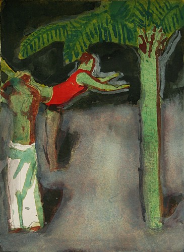 Ballerina with Palm Tree and Woman Facing Left