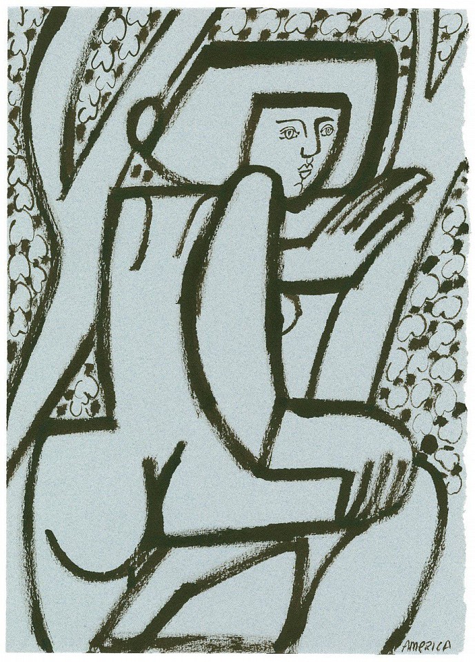 America Martin, Woman Sits in Tree with Breeze, 2016
Ink on gray paper, 10"x 14", 12"x 16" framed
ACM 473
Price Upon Request