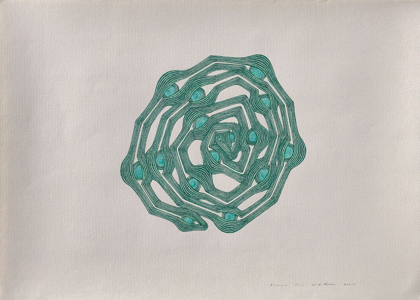 Stewart Helm, Green Coil, 2022
Green ink on paper, 15"x 20.75"
SH-653
Price Upon Request