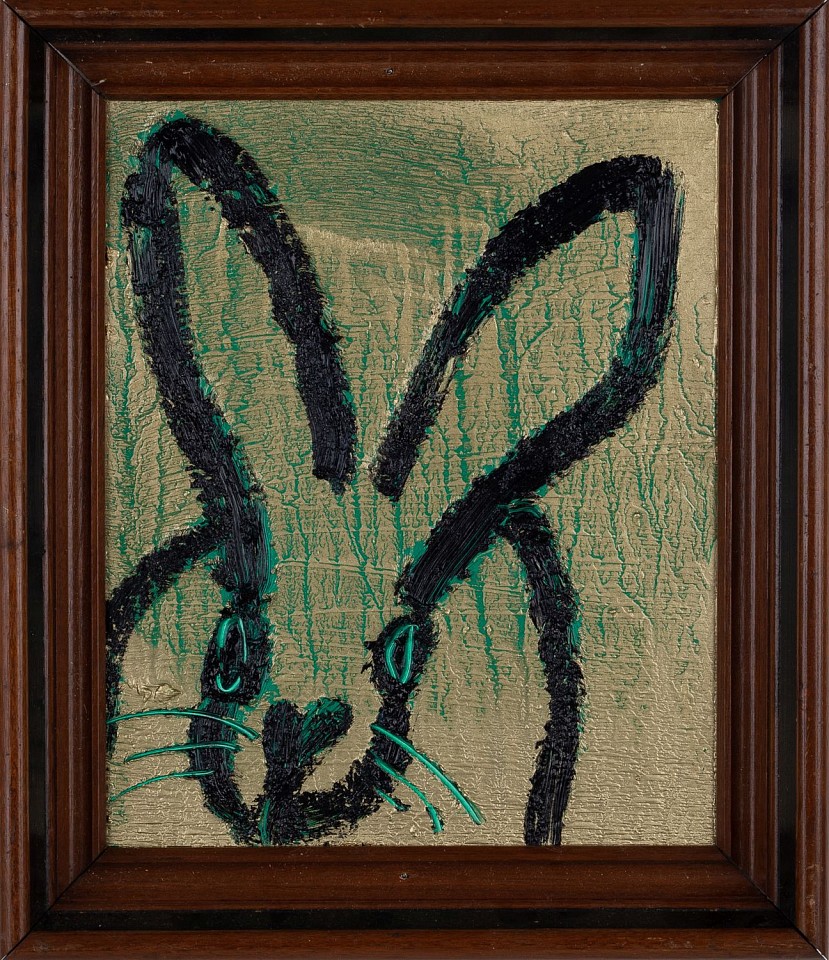 Hunt Slonem, Untitled Black Bunny on Metallic Gold and Green, 2019
oil on wood panel, 11.25"x 9.25",14"x12" framed
HS 243
Price Upon Request