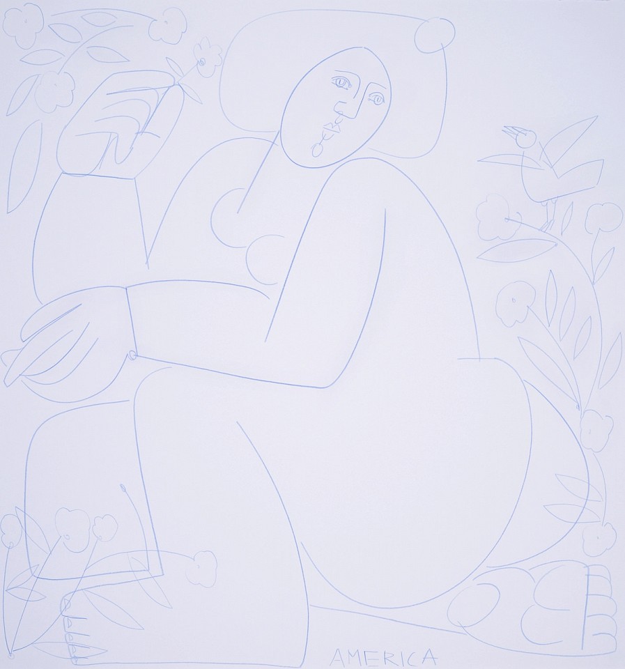 America Martin, Woman Sits in the Garden, 2020
Blue chalk on paper, 23.5" x 22",25.5" x 24" framed
ACM 354
Price Upon Request