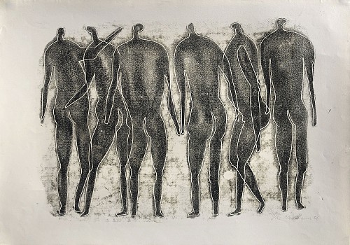 ot 050049 frieze of abstract figures 1956 monotype on paper 15x21 n wb