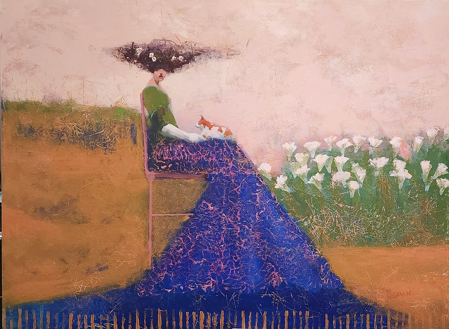 Cathy Hegman, Big Skirt Figure with Cat, 2023
oil on canvas, 36"x 48". 36.5"x 50.5" framed
CH 168
Price Upon Request