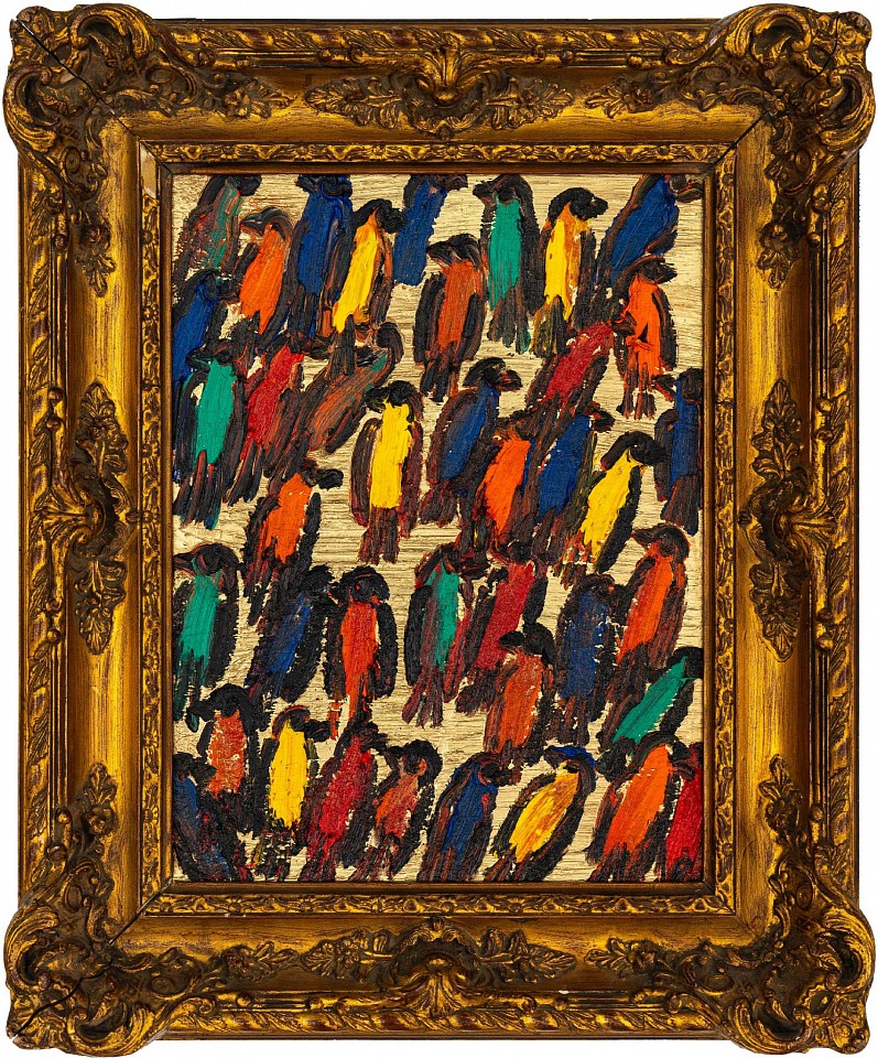 Hunt Slonem, finches Gold Flow, 2024
oil on wood, 18" x 13", 24" x 20" framed
HS 281
Price Upon Request