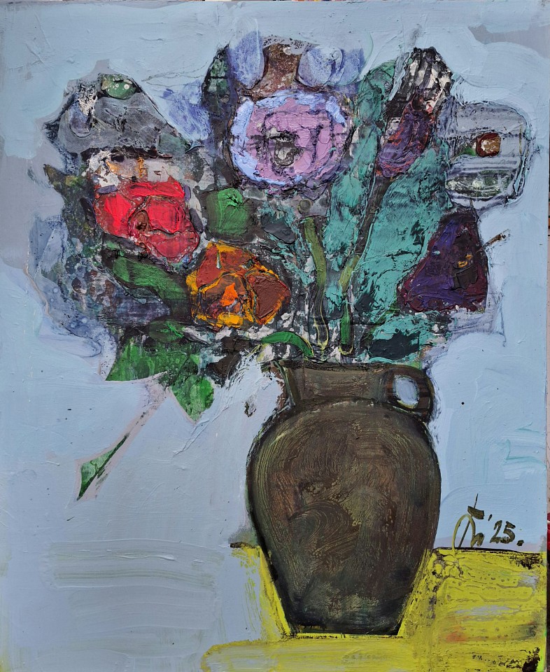 Serhiy Hai, Untitled, Multicolored Flowers in Gray Vase, 2025
43" x 35", unframed
Oil, acrylic on canvas
SY 145
Price Upon Request