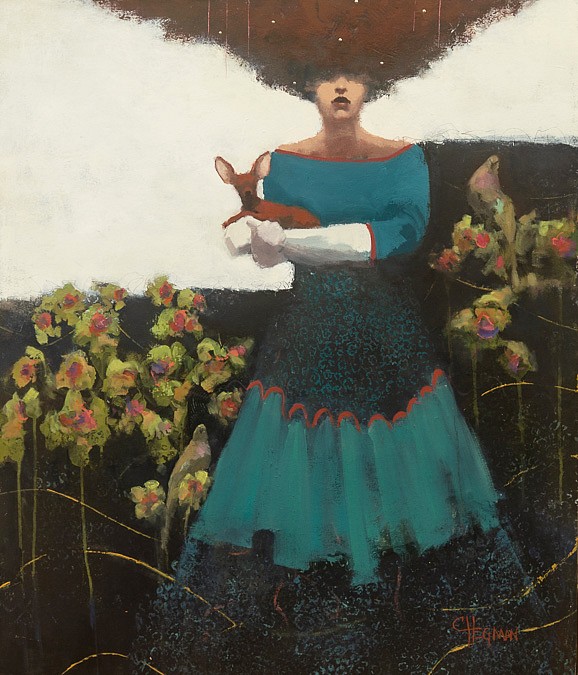 Cathy Hegman, Figure with Dog and Two Doves, 2026
36" x 30", 40" x 34" framed
oil on panel
CH 188
Price Upon Request