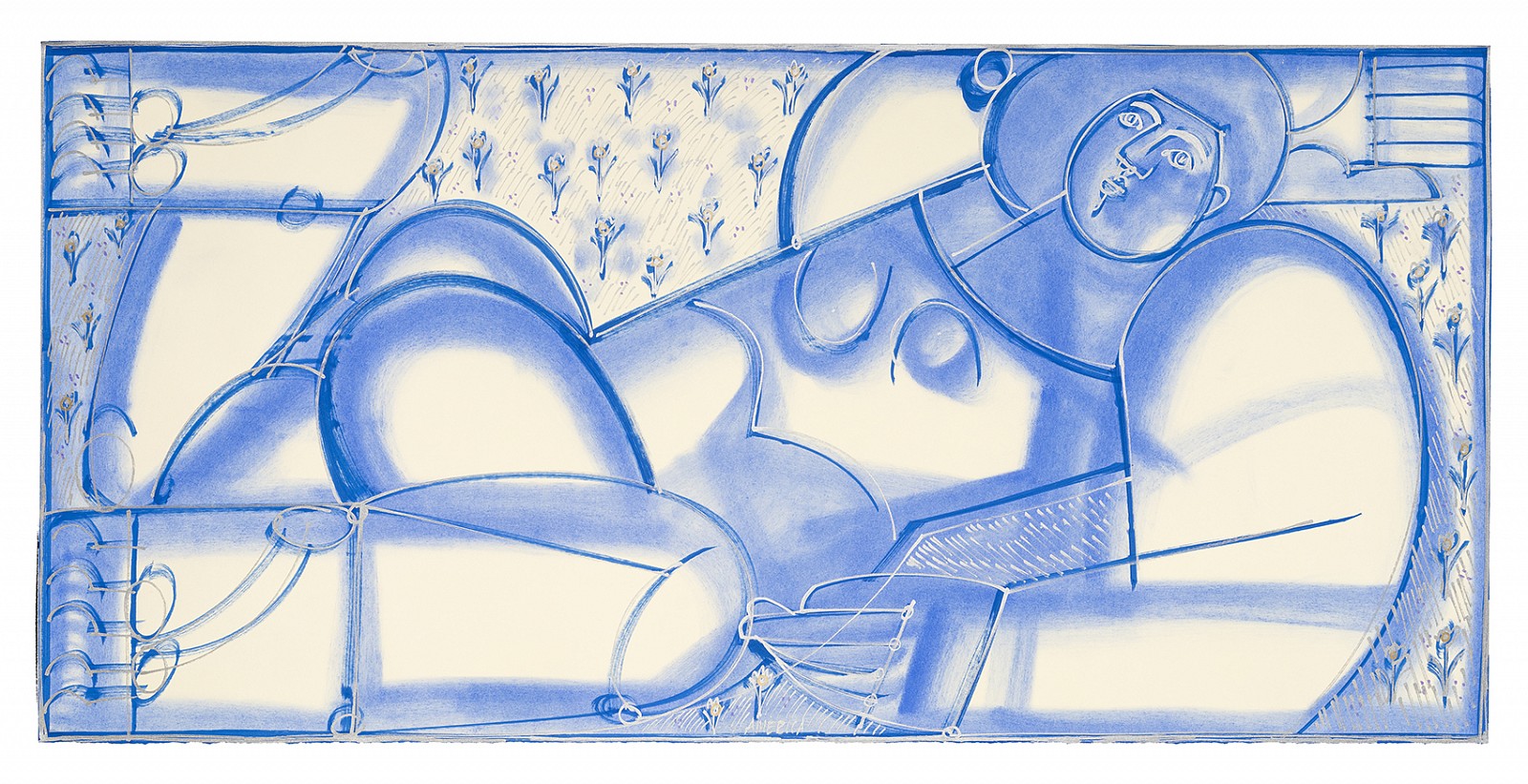 America Martin, Woman & Sliver & Blue, 2026
40" x 19.25", 43" x 22.75" framed
Pastel and & Ink on Paper
ACM 609
Price Upon Request